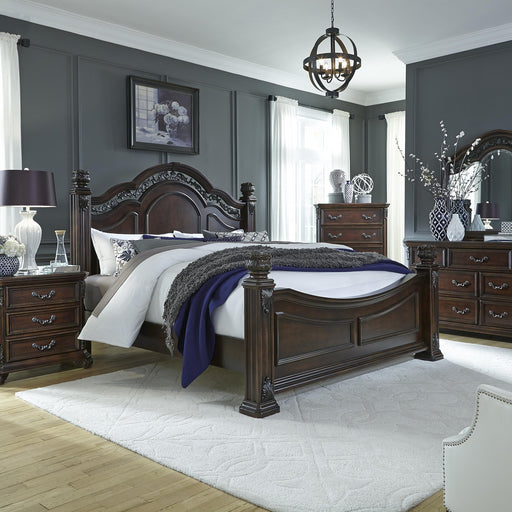 Messina Estates King Poster Bed, Dresser & Mirror, Chest, Night Stand image