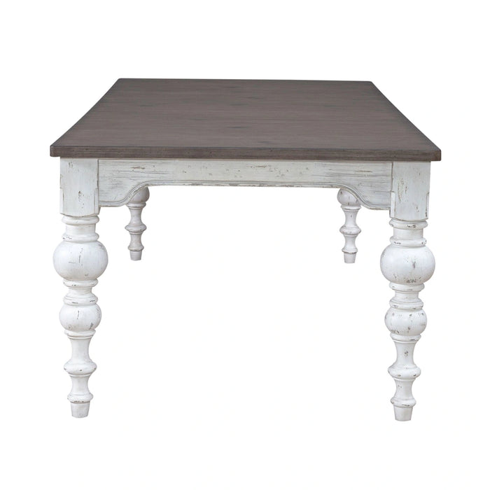 River Place Rectangular Leg Table in Riverstone White & Tobacco image