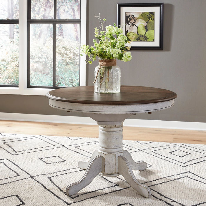 Carolina Crossing Pedestal Table Set- White image