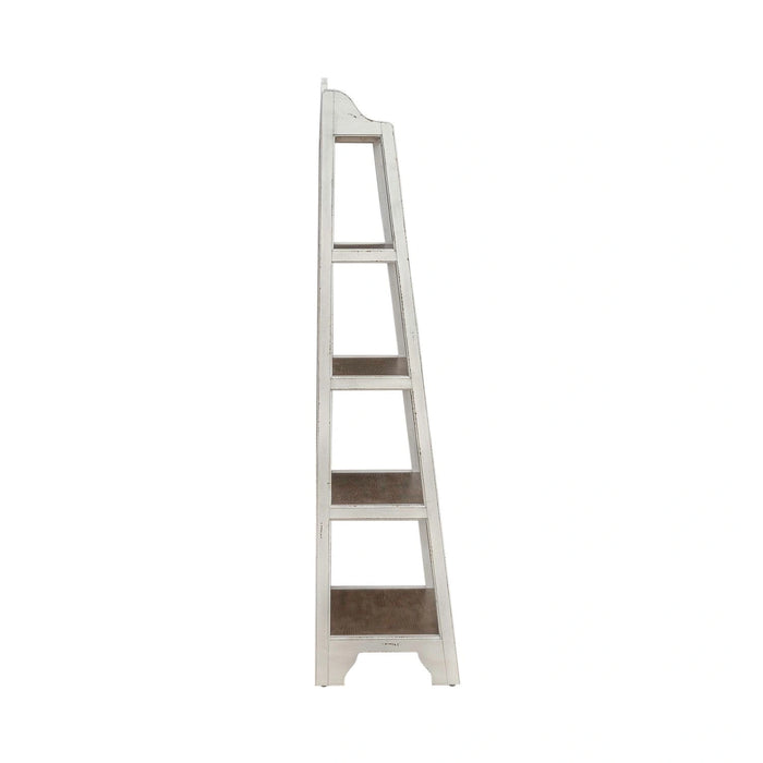 Magnolia Manor Leaning Pier Bookcase in Antique White & Weathered Bark image