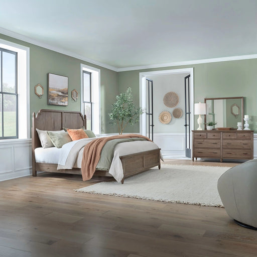 Hickory Grove California Panel Bed, Dresser & Mirror image