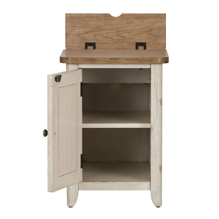 Farmhouse Reimagined Door Chair Side Table w/ Charging in Antique White image