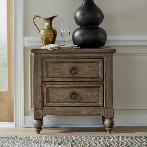 Americana Farmhouse 2 Drawer Nightstand in Dusty Taupe and Black image
