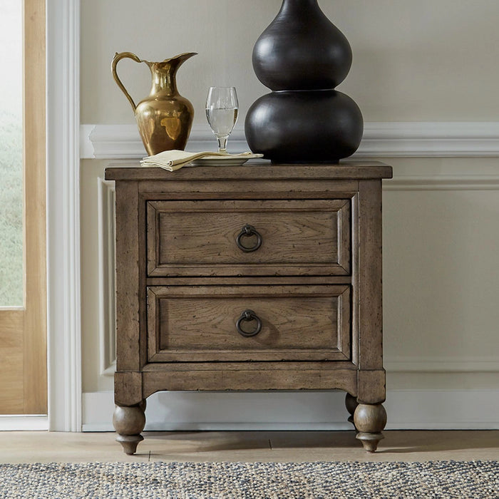 Americana Farmhouse 2 Drawer Nightstand in Dusty Taupe and Black image