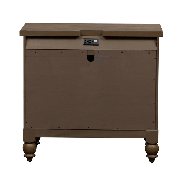 Americana Farmhouse 6 Drawer Bedside Chest in Dusty Taupe and Black image