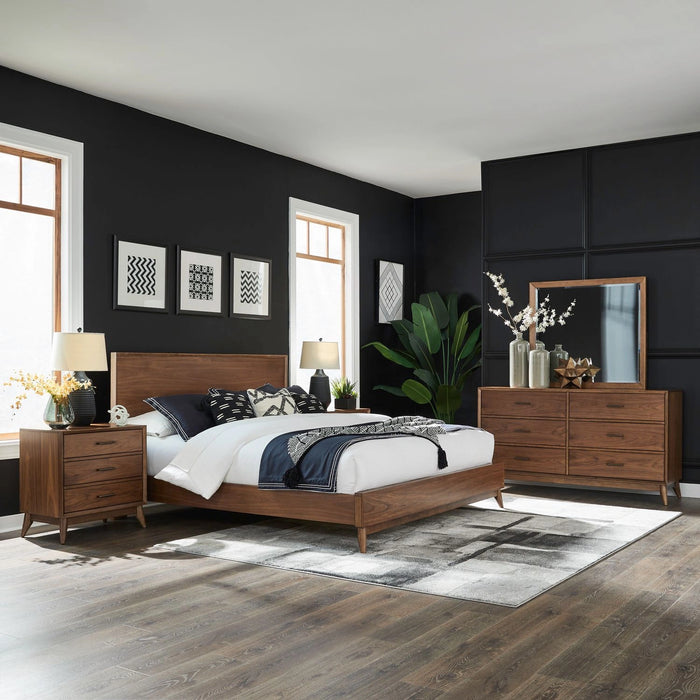 Century Modern King California Platform Bed, Dresser & Mirror, N/S image