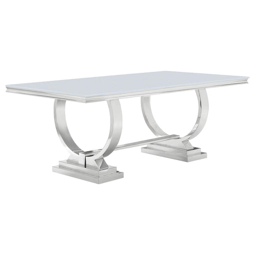 Antoine Rectangle Dining Table White and Chrome image