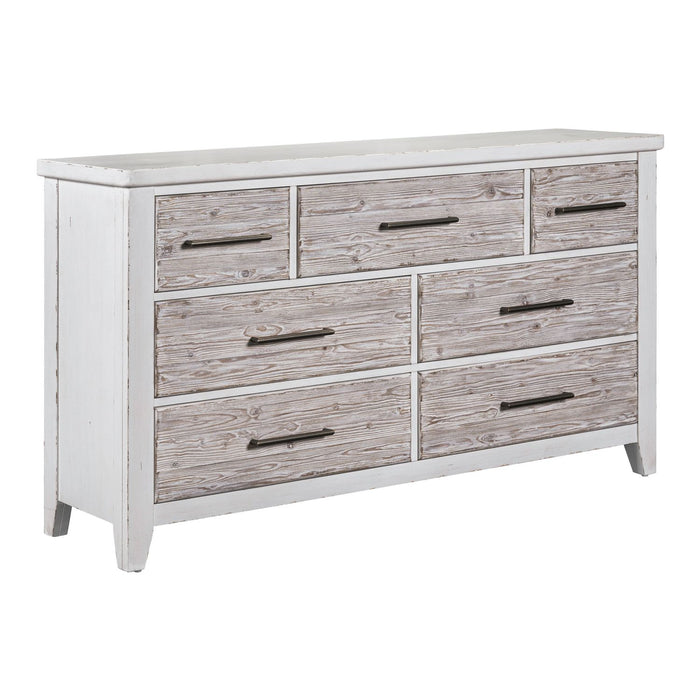Backroads Dresser in Weathered White/Parchment Brown