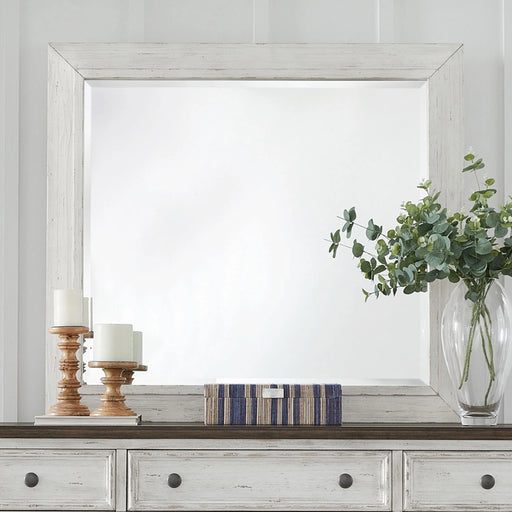 River Place Mirror in Riverstone White and Tobacco image