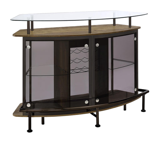 Gideon Crescent Shaped Glass Top Bar Unit with Drawer image