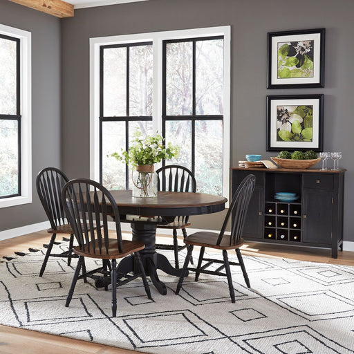 Carolina Crossing 5 Piece Pedestal Table Set- Black image