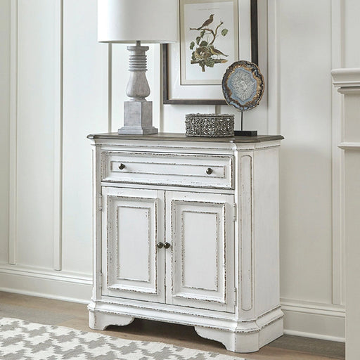 Magnolia Manor Accent Cabinet in Antique White & Weathered Bark EST SHIP TIME APPX 4 WEEKS image