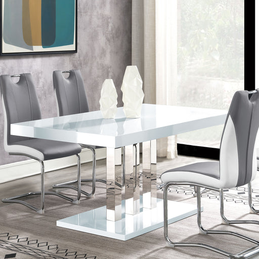 Brooklyn Rectangular Dining Table White High Gloss and Chrome image