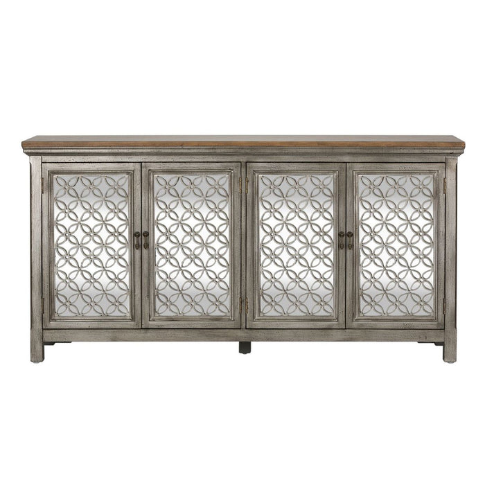Liberty Furniture Westridge 4 Door Accent Cabinet in Wire Brushed Gray and White image