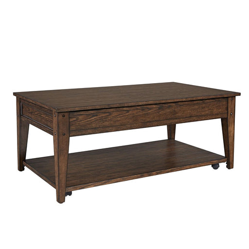 Liberty Furniture Lake House Lift Top Cocktail Table in Rustic Brown Oak image
