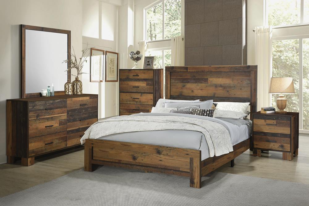 Sidney 4-piece Eastern King Panel Bedroom Set Rustic Pine image