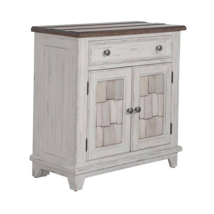 Liberty Furniture River Place Accent Cabinet in Riverstone White & Tobacco EST SHIP TIME APPX 4 WEEKS image