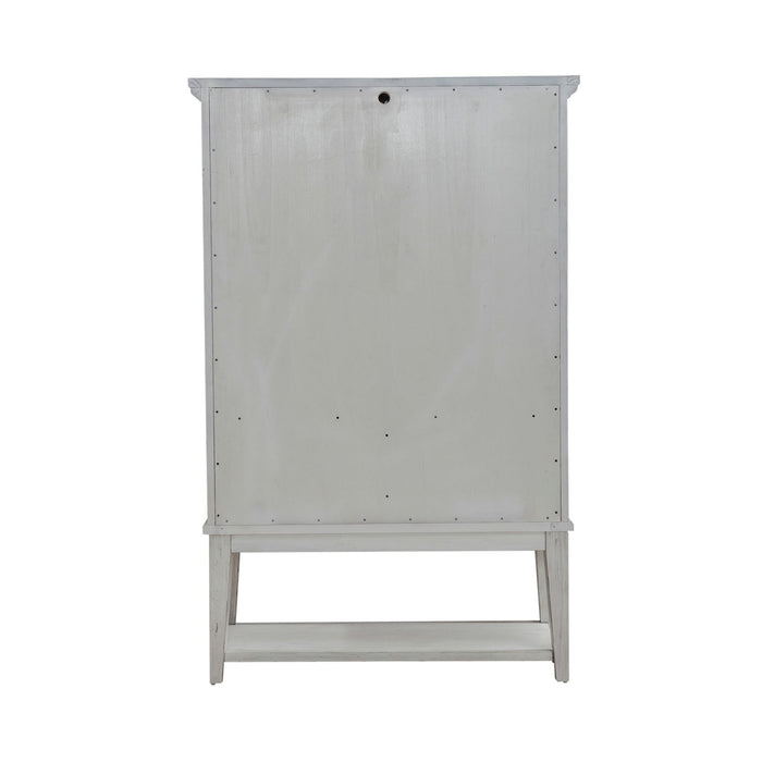 River Place Bar Cabinet in Riverstone White & Tobacco EST SHIP TIME APPX 4 WEEKS