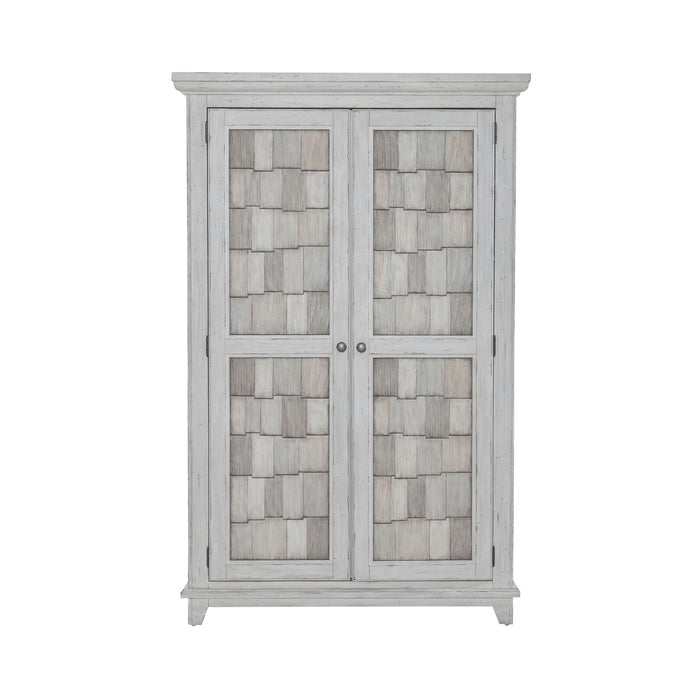 River Place Armoire in Riverstone White and Tobacco