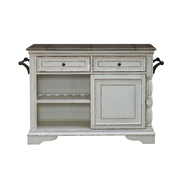 Magnolia Manor Bar Cart in Antique White & Weathered Bark EST SHIP TIME APPX 4 WEEKS