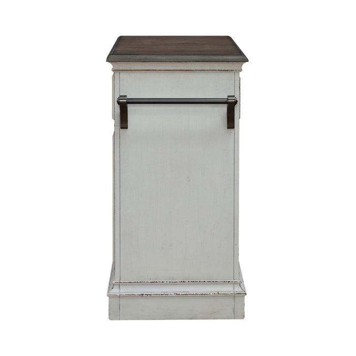 Magnolia Manor Bar Cart in Antique White & Weathered Bark EST SHIP TIME APPX 4 WEEKS