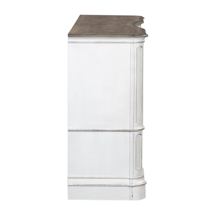 Magnolia Manor Leg 9 Drawer Dresser in Antique White