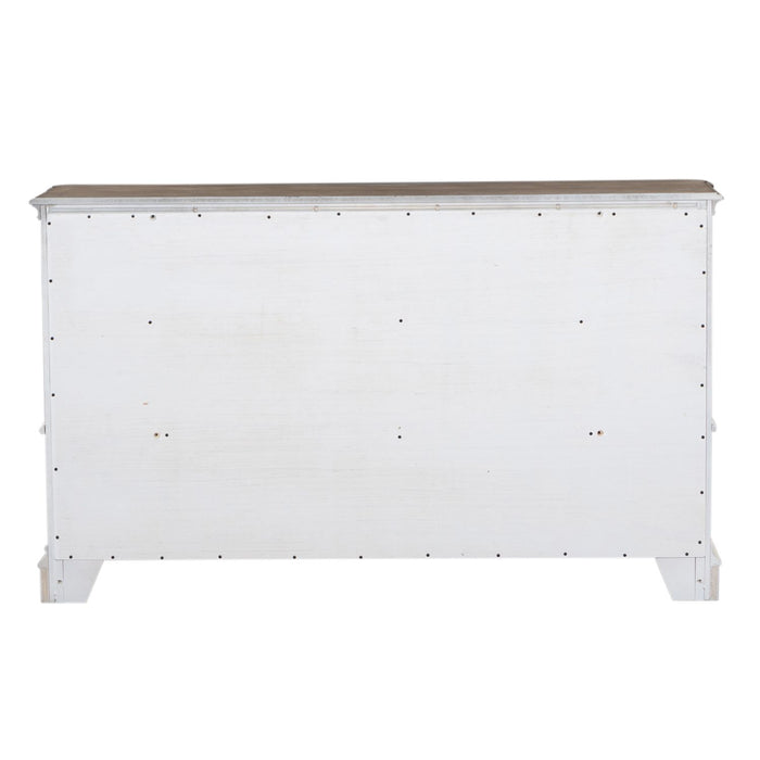 Magnolia Manor Leg 9 Drawer Dresser in Antique White