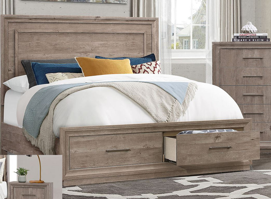 Liberty Furniture Horizons King Panel Storage Bed with HB Lights in Graystone