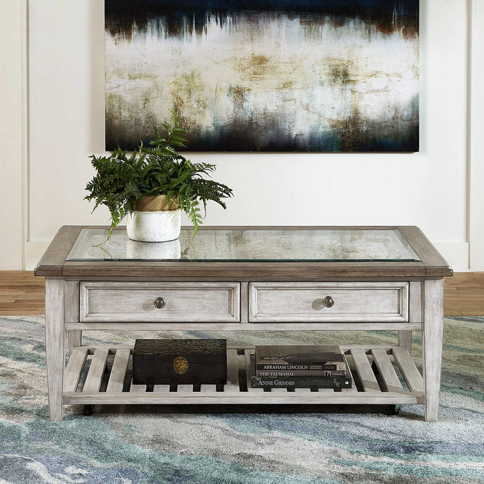 Heartland Rect Ceiling Tile Cocktail Table in Antique White image