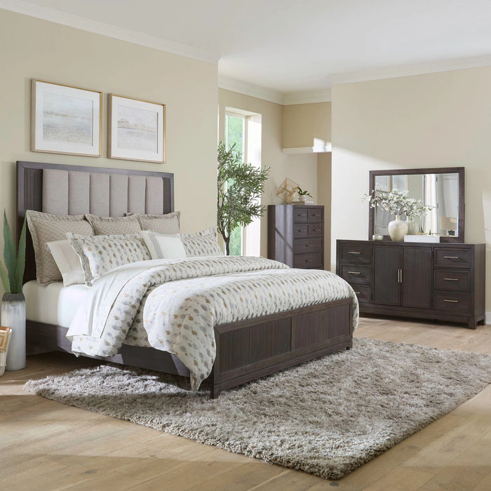 Modern Edge King California Uph Bed, Dresser & Mirror, Chest image