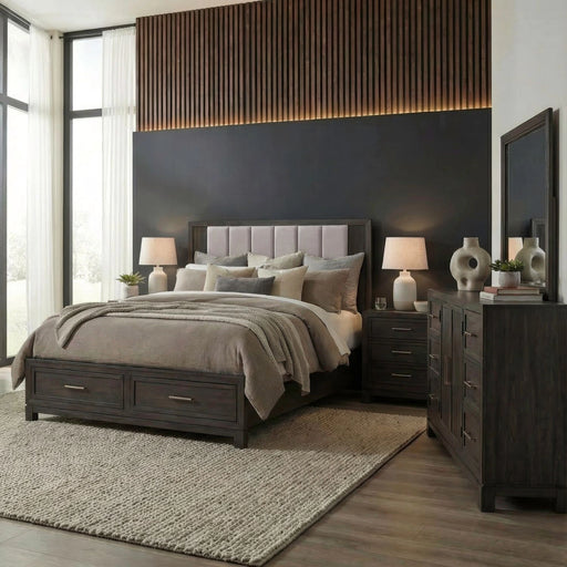 Modern Edge King Storage Bed, Dresser & Mirror, Night Stand image