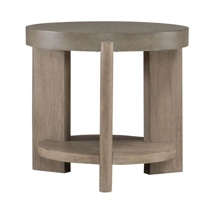 Affinity Round End Table in Dusty Taupe with Concrete Top image