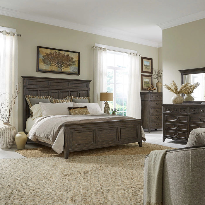Paradise Valley King Panel Bed, Dresser & Mirror, Chest image