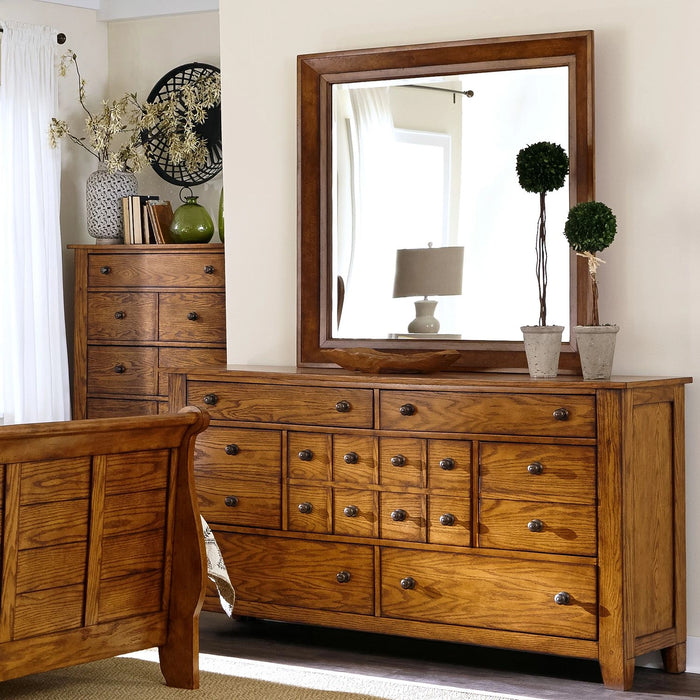 Grandpas Cabin King California Sleigh Bed, Dresser & Mirror, Night Stand image