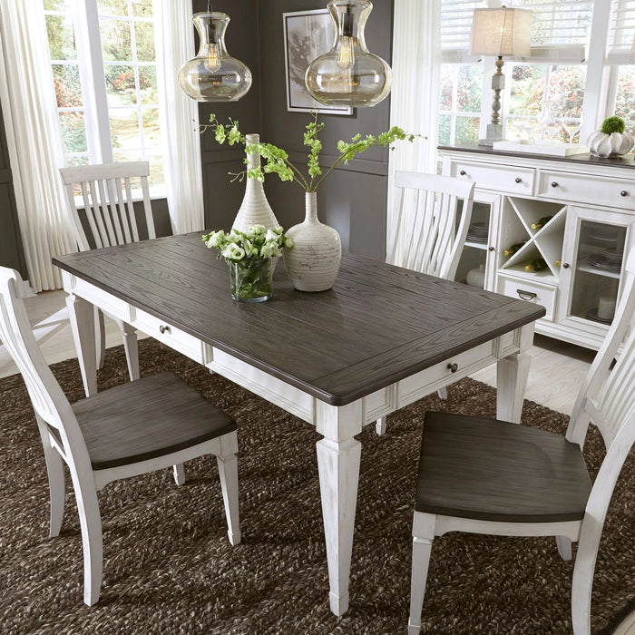 Allyson Park Rectangular Leg Table in White with Charcoal image