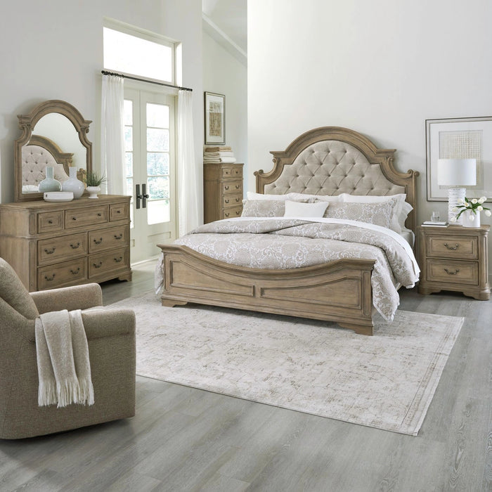Magnolia Manor King California Uph Bed, Dresser & Mirror, Chest, Night Stand image