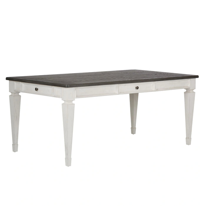 Allyson Park Rectangular Leg Table in White with Charcoal image