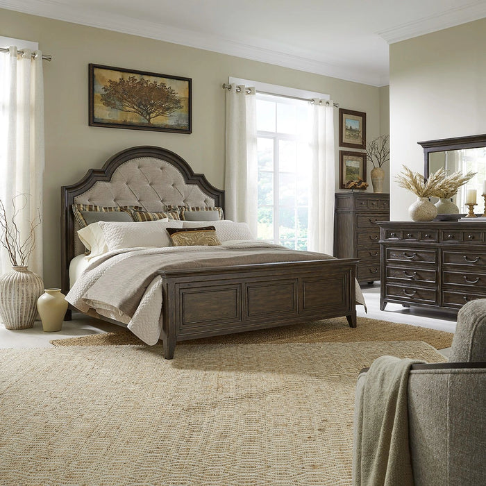 Paradise Valley King Uph Bed, Dresser & Mirror, Chest image