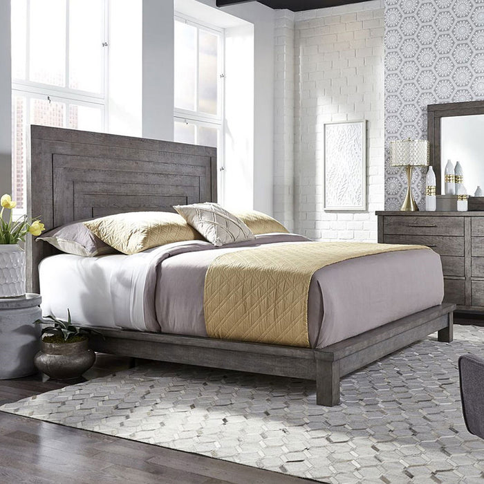 Liberty Furniture Modern Farmhouse Queen Platform Bed in Dusty Charcoal