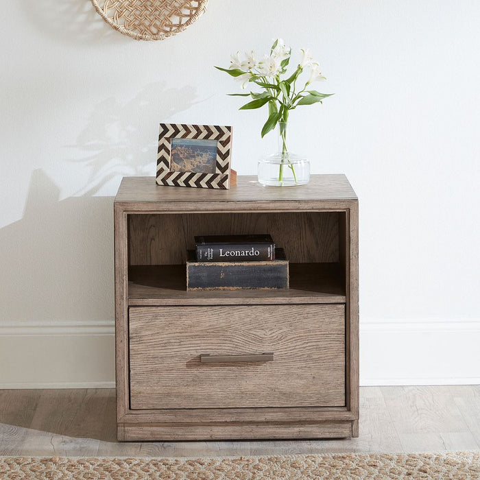 Liberty Furniture City Scape Entertainment Center with Piers in Burnished Beige