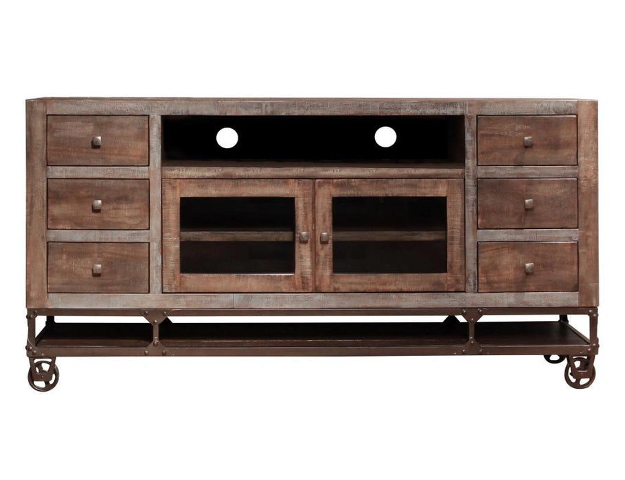 Urban Gold 76" TV Stand w/2 Glass doors, 6 Drawers
