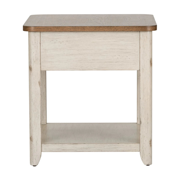 Farmhouse Reimagined End Table with Basket in Antique White image