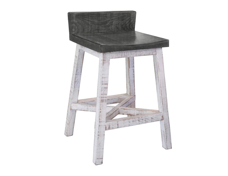 Stone 24” Stool -w/Wooden Seat and Base- Stone Finish**