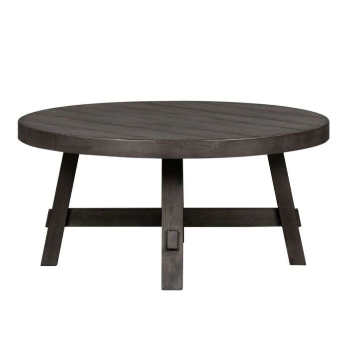 Modern Farmhouse Splay Leg Round Cocktail Table in Dusty Charcoal image