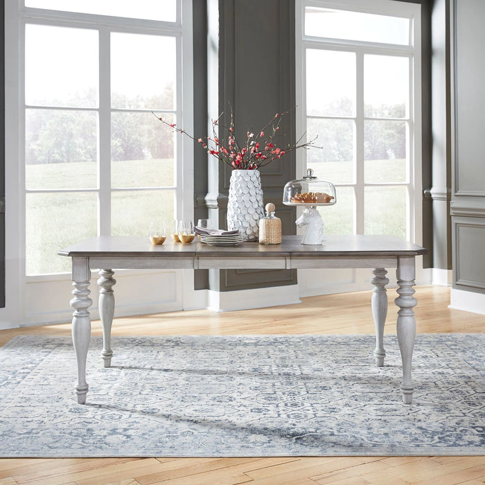 Ocean Isle Rectangular Leg Table in Antique White with Weathered Pine image