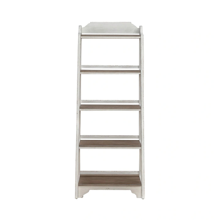 Magnolia Manor Leaning Pier Bookcase in Antique White & Weathered Bark image
