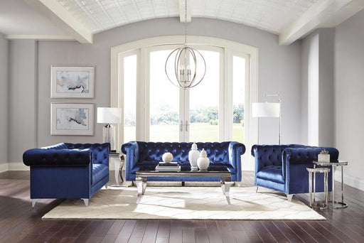 Bleker 3-piece Tuxedo Arm Living Room Set Blue image
