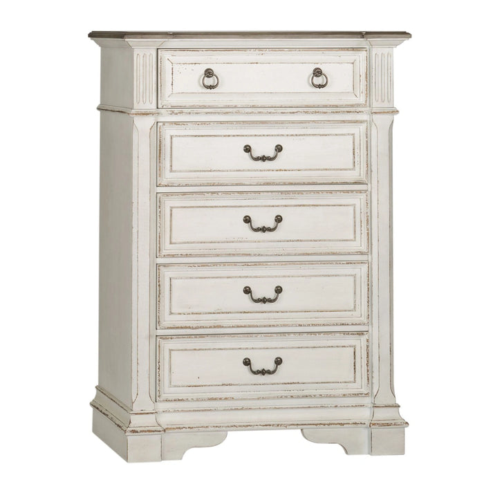 Abbey Park Panel Bed, Dresser & Mirror, Chest image