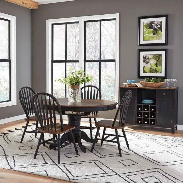Carolina Crossing 5 Piece Pedestal Table Set- Black image
