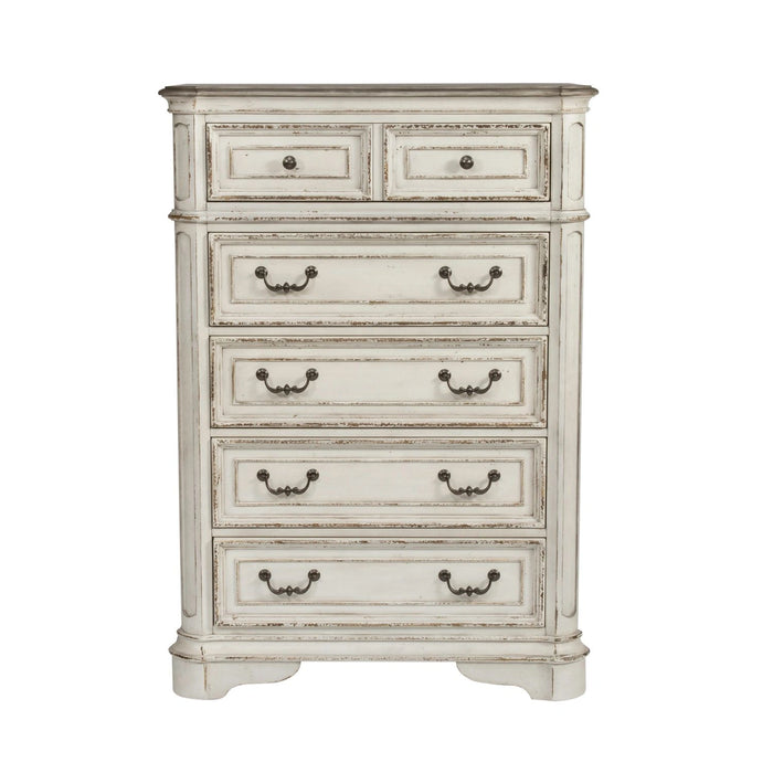 Magnolia Manor King California Upholstered Sleigh Bed, Dresser & Mirror, Chest image